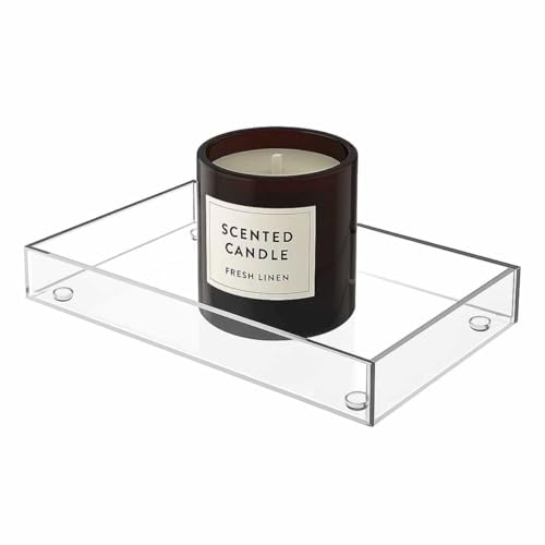 Serving Tray 5x10 Inch Decorative Serving Trays Small Acrylic Serving Platter Clear Appetizer Tray Small Utility Organizer for Keys, Jewelry, Nightstand & Desk, 1 Pack - size: 10" x 5" x 1"