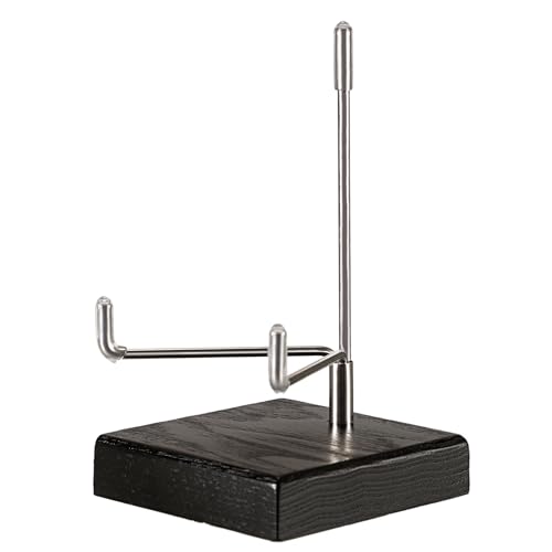 Hipiwe Display Stand Easel with Adjustable Stainless Steel Arm Easel with Wooden Base Easel Holder for Fossil Coral Geodes Rock Mineral Agate Plate Seashell Collectibles, 2.5"x2.5"x4.4" - size: Medium
