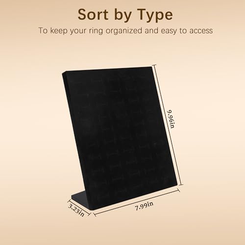 Homeanda Ring Display Tray - 50 Slot L-Shaped Velvet Jewelry Display for Earrings and Rings (Black) - style: A.L-Shaped-Black