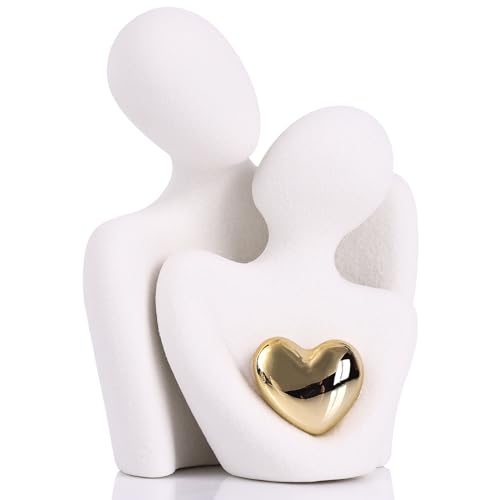 Mini Couple Statue - Ceramic Romantic Couple in Love Figurines for Decor Bedroom, TV Cabinet, Wedding Valentines Gift, Small Knick Knacks for Home Decor Shelve (4.72" White) - color: 4.72" White