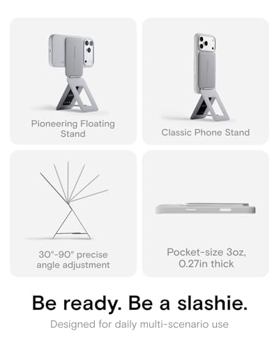 MOFT Phone Tripod Stand Selfie Stick for iPhone, Multi-Angles iPhone Stand, Lightweight & Portable Phone Holder, Strong Magnets, MOVAS Vegan Leather, Travel Essentials, Cement (Without Card Slot) - color: Cement x Without Card Slot, size: Wthout Card Slot