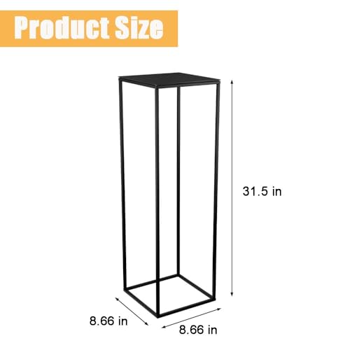 31.5inch 2 pcs Column Vases Metal Flower Stand Black Wedding Centerpieces for Tables Party Floral Stands for Flowers - size: 31.5 Inch Black 2pcs