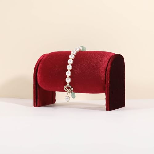 Velvet Watch Display Stand for Selling, Bracelet Storage Organizer for Boutique Store, Woman Jewelry Bangle Holder for Home Decor【Red】 - color: Red