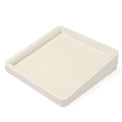 Oirlv Microfiber Jewelry Tray Showcase Display Necklace Bracelet Ring Showcase Display Empty Plate(Beige) - color: Base Tray P13425
