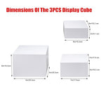 Clisela 3pcs Acrylic Cube Display Stands Box Risers with Hollow Bottoms, Food Risers for Buffet Table, Decorative Display Stand Shelf for Dessert Collectibles Jewelry Figures Show - White 6" 7" 8" - size: (6,7,8)"- White