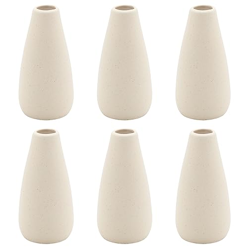 YANLING 6 Pack Modern Small Vase for Flowers, Light Yellow Ceramic Vases for Pampas Grass, Boho Vases for Home Decor Table Shelf Office Bedroom - color: Light Yellow-c, size: 6 Pack-Small