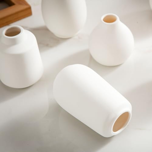 White Bud Vases, Ceramic Small Vase Set of 12, Mini Vases for Fresh and Dried Flowers, Modern Home Decor, Pottery Table Centerpiece - color: 02 White - 12 Pcs