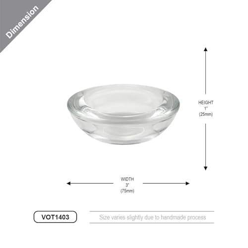 WGV Sturdy Tea Light Votive Candle Holder 3" W, Clear Heavy Thick Chubby Plate Bowl Glass, Small Accent Decor, 1 Pc - color: Clear-chubby-3"