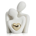 Romantic Couple Statue, Abstract Sculpture Small Shelf Ornaments for Living Room, White Ornaments Couple Figure Sculptures Gifts for Wedding Anniversary