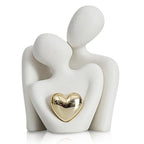 Romantic Couple Statue, Abstract Sculpture Small Shelf Ornaments for Living Room, White Ornaments Couple Figure Sculptures Gifts for Wedding Anniversary
