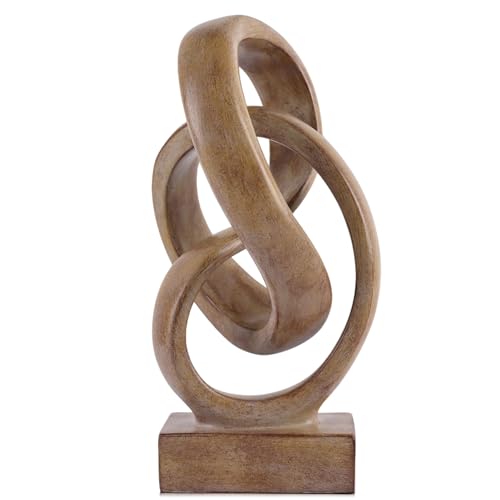 Brown Knot Decor for Coffee Table Book,Abstract Art Mid Century Modern Decor for Bookshelf Entryway TV Stand,Minimalist Knot Sculpture for Home Living Room,Centerpiece Table Decorations (Wooden) - color: Wooden