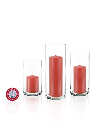 yummi Set of 12 Slim Pillars and Cylinder Vases - Brick - color: Brick