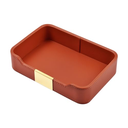 Leather Jewelry Tray Desktop Storage,Luxury Perfume Tray Nightstand Organizer Entryway Decorative Tray,for Jewelry Watch Cosmetics Keys Phone Wallet Home & Office Accessories,Orange - color: Orange