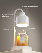 LISUNAR Electric Candle Warmer Lamp White, Candle Lamp Warmer with Timer, Wax Warmer Lamp for Jar Candles, Adjustable Height Candle Light Warmer with 2 Bulbs - color: White-A1