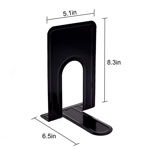 KINJOEK 4 Pairs/8 PCS Heavy Duty Bookends, 8.3x6.5x5.1 Inch Anti Slip Metal Book Ends for Books, Magazines, DVDs, Home, Office, School, Library, Black - size: 4Pairs Black