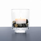 WGVI Clear Glass Pedestal Hurricane Candle Holder, 5.5" W, 6.6" H, Footed Decorative Vase for Pillar Candles, Elevated Cylinder Candleholder on a Riser Round Base, Home Décor, 1 Piece - size: 6.6"H