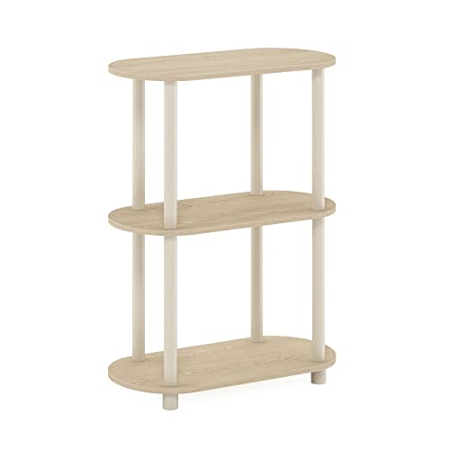 Furinno Turn-N-Tube No Tools 3-Tier Modern Oval Side Display Rack, Bauhaus Oak/Beige - color: Bauhaus Oak/Beige, size: 3-Tier Oval