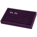 uxcell Velvet 7 Slots Ring Organizer Jewelry Display Tray Showcase Ring Holder Velvet Jewelry Organizer Stand for Rings Earrings Purple - color: Purple