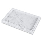 JIMEI Marble Vanity Tray Guest Towel Holder Tray for Bathroom, Coffee Table Tray for Living Room Bathroom Hand Towel Tray, Napkin Holder for Bathroom,White Marble Tray - color: Engraving Tray