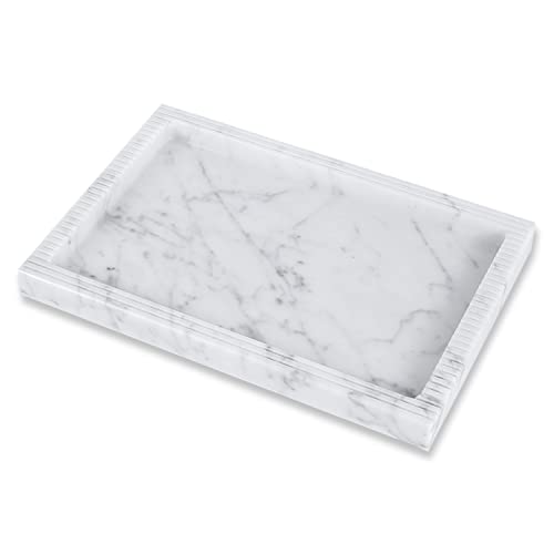 JIMEI Marble Vanity Tray Guest Towel Holder Tray for Bathroom, Coffee Table Tray for Living Room Bathroom Hand Towel Tray, Napkin Holder for Bathroom,White Marble Tray - color: Engraving Tray