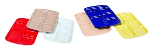 G.E.T. 6 Compartment School Cafeteria Tray, Left Handed, 10" x 15", Red (4 Pack) - color: Red, size: 10" x 15", style: 4 Pack Left Handed Trays
