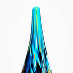 Luxury Lane Hand Blown Abstract Hollow Blue Tear Drop Sommerso Art Glass Sculpture for Home Decor 11.5 inch Tall Centerpiece Table Decoration - size: 11.5" tall