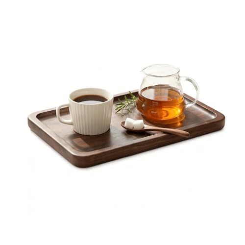 Solid Walnut Small Serving Tray - 11.81" x 7.8" x 0.79" One Piece Walnut Tray 1/4‘’ deep for Coffee Table, Breakfast,Bathroom Vanity, Perfume Display,Home Decor, Natural Finish, No Glue Joints