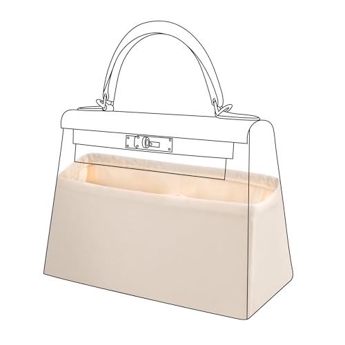 DGAZ Bag Organizer Insert For Kelly pochette/mini II /20/25/28/32/35/40 Bags, Silk Purse Organizer, Simplicity Handbag & Tote Organizer(Craie,KL40) - color: Craie, size: KL40