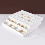 White PU Leather Jewelry Display Tray for Long Chain Pendant Necklace Organizer Display Showcase Jewelry Storage Tray - size: 18 Slot