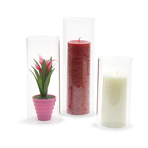 WGVI Hurricane Candle Holder Sleeve, Wide 4", Height 10", Clear Glass Cylinder Candleholder, Chimney Tube, Open Ended Candle Shade, 1 Piece - size: 4"x10"H