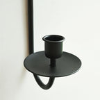 Metal Wall Candle Sconce Holder Set of 2 Wall Mount Candle Holders Modern Wall Candle Sconces Hanging for Living Room Farmhouse Fireplace Wedding 16.5"×5"×3" (Black) - color: Black