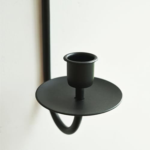 Metal Wall Candle Sconce Holder Set of 2 Wall Mount Candle Holders Modern Wall Candle Sconces Hanging for Living Room Farmhouse Fireplace Wedding 16.5"×5"×3" (Black) - color: Black