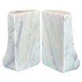 White Marble Bookends - Heavy Duty 9.8 lbs Stone Book Ends for Shelves, Modern Decorative Book Holder Set of 2 - Premium Handmade Marble Book Ends for Office, Library, or Home Decor