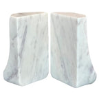 White Marble Bookends - Heavy Duty 9.8 lbs Stone Book Ends for Shelves, Modern Decorative Book Holder Set of 2 - Premium Handmade Marble Book Ends for Office, Library, or Home Decor