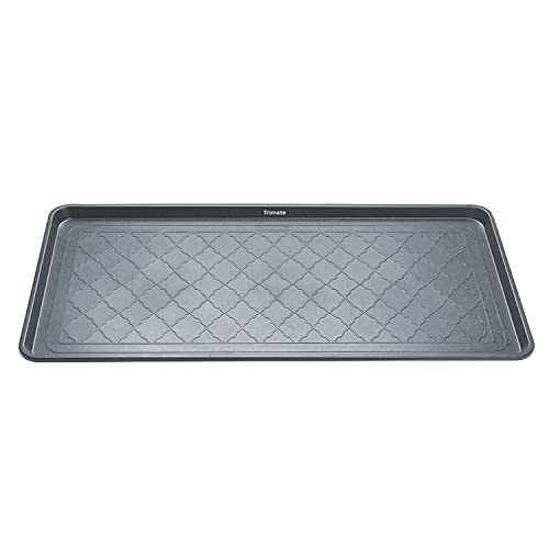 All Weather Boot Tray, Extra Large Size by Trimate -Water Resistant Plastic, Multi-Purpose for Shoes, Pet Feeding Trays, Mudroom Entryway, Garage, Indoor or Outdoor – Extra Large, 40”x20”(Grey) - style: Grey