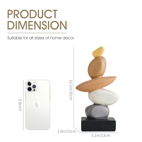 Fake Sandstone Statue Home Decor for Living Room, Modern Resin Stone Sculptures Coffee Table Decor, Gray and White Statue Decorations for Office Shelf Bookshelf - color: 10.4"h Brown Gery White