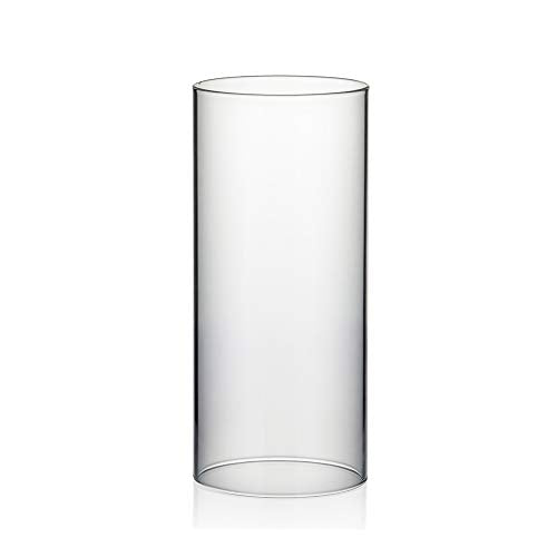 WGVI Hurricane Candle Holder Sleeve, Wide 3.5", Height 8", Clear Glass Cylinder Candleholder, Chimney Tube, Open Ended Candle Shade, 1 Piece - size: 3.5"x8"H