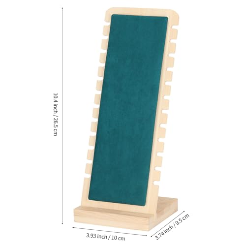 KUKUVR Necklace Display Stand, Bamboo Velvet Soft Mat Multiple Necklace Bracelets Pendant Chains Organizer Holder Case for Vendors Home (Green) - color: Green