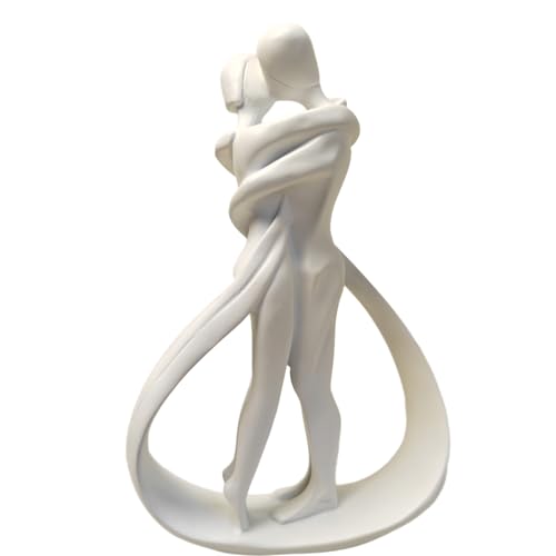 Couple Sculptures for Home Decor, Anniversary Statue Gifts, Hugging Couple Figurines, Modern Romantic Sculptures for Living Room, Bedroom, Office Decor (White) - color: 1-white