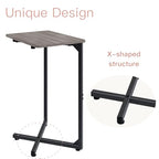 NEFROM C-Shaped End Table, Small Couch Side Table, Sofa TV Tray Table for Living Room, Bedroom, Bedside ET-X-GYW1 - color: Greige