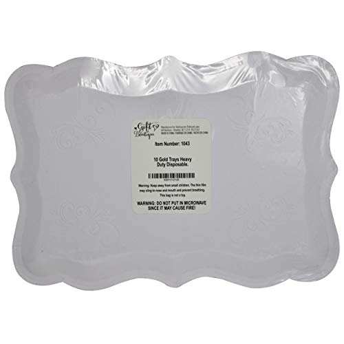 Gift Boutique 10 Gold Rectangle Trays for Dessert Display Table Parties 9" x 13" Disposable Paper Cardboard in Elegant Shape for Platters Cupcake Birthday Parties Dessert Weddings and More Food Safe