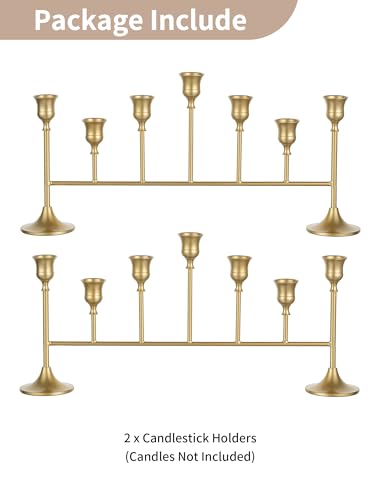 NUPTIO Taper Candle Holders for Fireplace: Gold Candlestick Holder for Candle Sticks - Long Candelabra for Christmas Birthday Party Table Centerpiece Set of 2 - color: Gold, size: 2 pcs