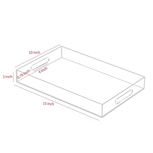 Acrylic Tray with Embedded Handle, 10x15 Inch, Clear - color: Clear, size: 15" x 10" x 2"