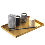 FREELOVE Gold Tray for Bathroom Vanity Brass Decor, Small Candle Holder, Rectangle Soap Dish, Brushed Square Plate, Coffee Table Toilet Back Modern Antique, 8''X12'' - size: 11.9" x 8" x 0.6"