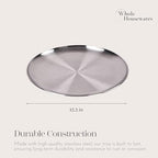 WHOLE HOUSEWARES Metal Serving Tray - Round Silver Serving Tray - Circular Metal Platter - Cocktail Serving Bar Tray - Chrome-Plated Steel Tray for Coffee Table - 13.3 x 0.4 inches (Pack of 4) - size: 13.4" (Pack of 4)