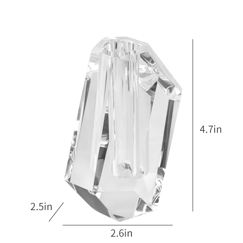 Crystal Vase Home Decor 4.72IN, Multi-Faceted Design Vase Centerpieces Decorations for Wedding or Gift, Clear Color with Gift Box - size: X-Small
