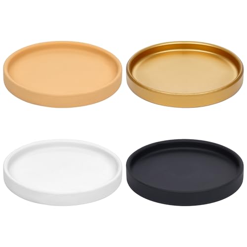 4 Pack Ceramic Plant Saucer Tray 4.72 Inch Round Flower Pot Drip Trays for Indoor Outdoor Plants Succulents
