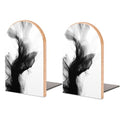 Minimalist Black and White Abstract Wooden Bookends Shelves 2 PCS Sturdy Book Holders Desktop Organizer for Home Office Libraries
