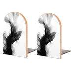 Minimalist Black and White Abstract Wooden Bookends Shelves 2 PCS Sturdy Book Holders Desktop Organizer for Home Office Libraries