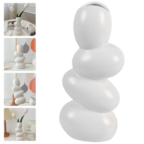 Homoyoyo Abstract Ceramic Flower Vase -Shaped Artistic Desktop Floral Arrangement Vase Home Décor Accent for Living Room and Office